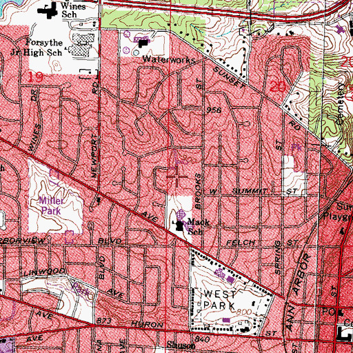 Topographic Map of Second Baptist Church, MI