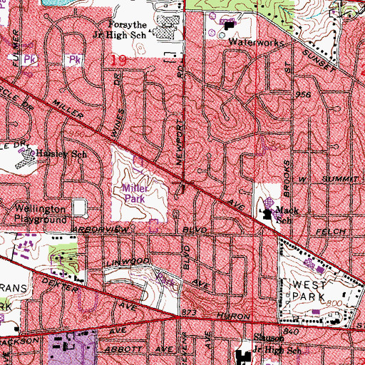 Topographic Map of Calvary United Methodist Church, MI