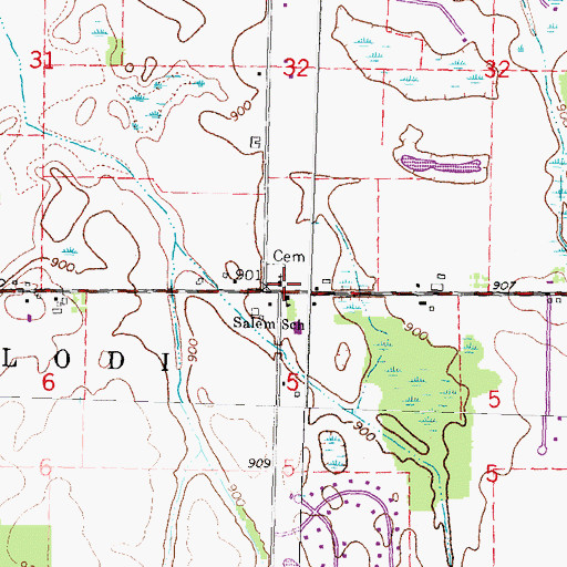 Topographic Map of Salem Evangelical Lutheran Church, MI