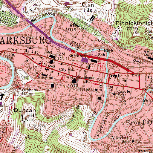Topographic Map of Galleria Mini Mall, WV