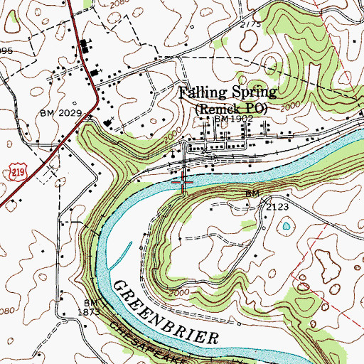 Topographic Map of Renick Bridge, WV