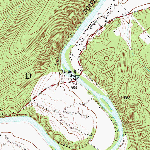 Topographic Map of Millesons Mill Bridge, WV