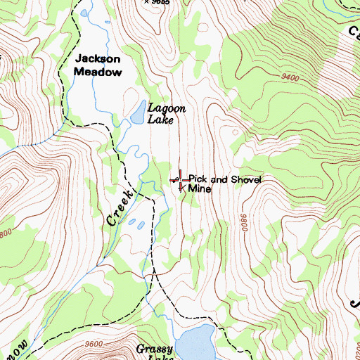 Topographic Map of Pick and Shovel Mine, CA