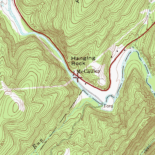Topographic Map of Rudy Memorial Bridge, WV