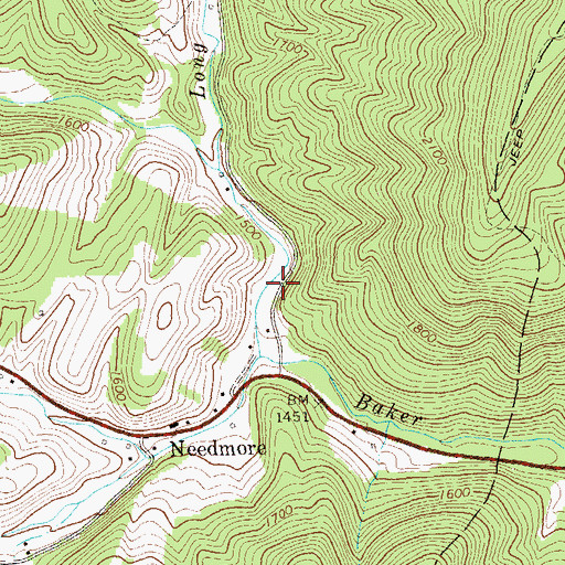 Topographic Map of Long Lick Run Bridge, WV