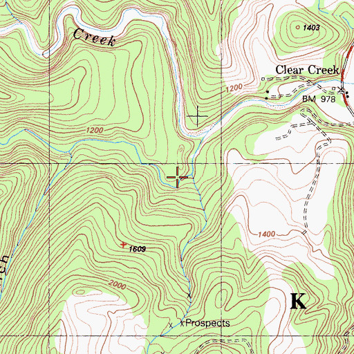 Topographic Map of Pick-aw-Ish Campground, CA