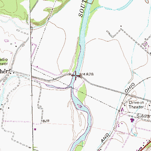 Topographic Map of New Buzzard Ford Bridge, WV