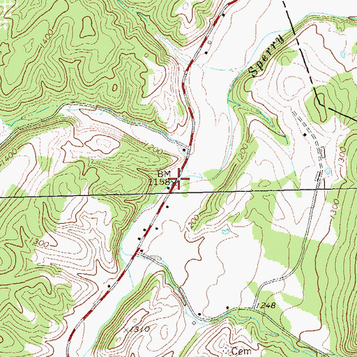 Topographic Map of Jerry Staggs Memorial Bridge, WV