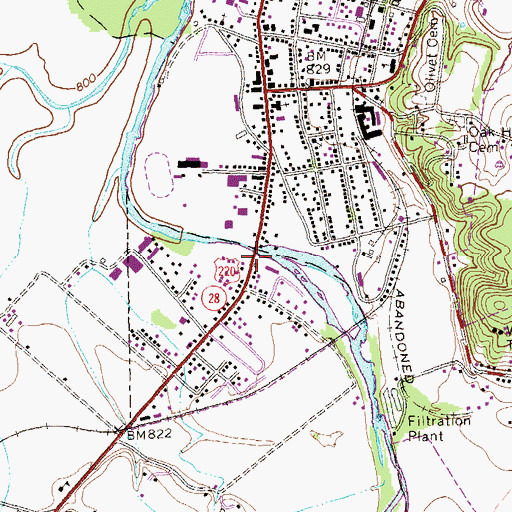 Topographic Map of Wendell Dell Hester Memorial Bridge, WV