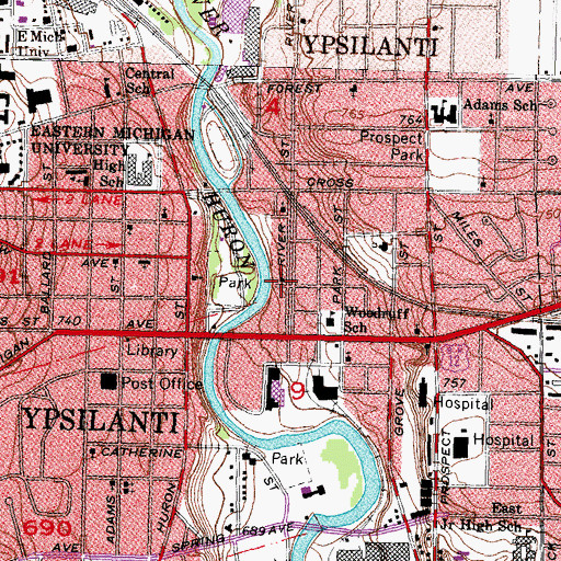 Topographic Map of Emmanuel Lutheran Church, MI