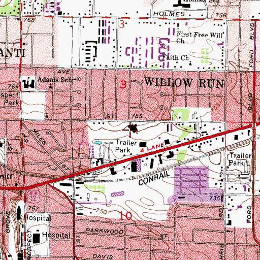 Topographic Map of Church of Christ, MI