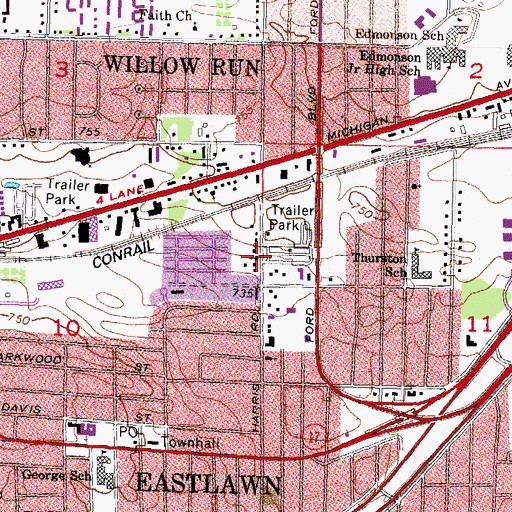 Topographic Map of Church of God of Prophecy, MI