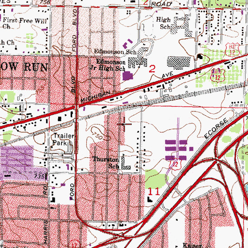Topographic Map of Trinity Free Will Church, MI