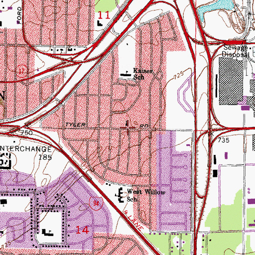 Topographic Map of Burning Bush Church of God, MI