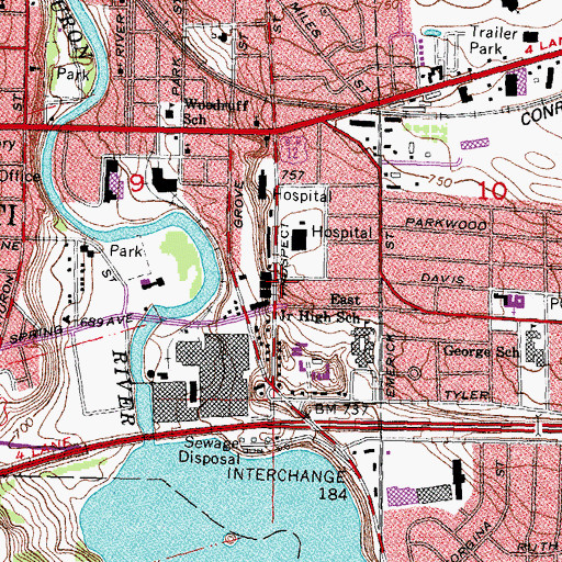 Topographic Map of Greater Ypsilanti Community Church, MI