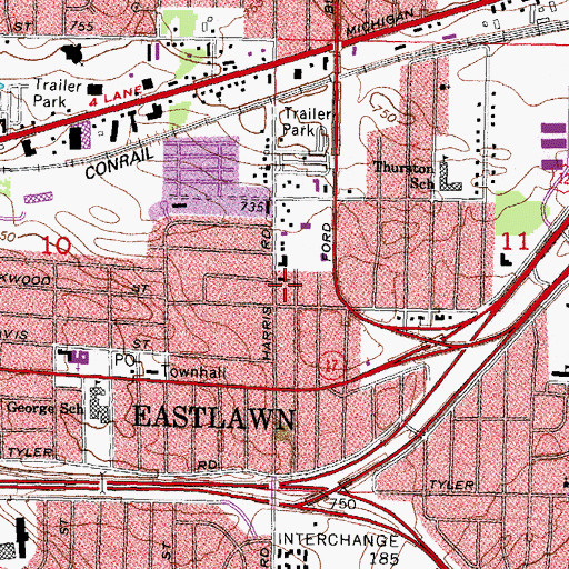 Topographic Map of Faith Assembly Church of Ypsilanti, MI