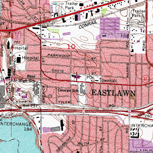 Topographic Map of Calvary Baptist Church, MI