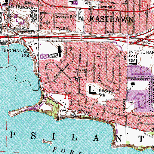Topographic Map of Saint Matthew's United Methodist Church, MI
