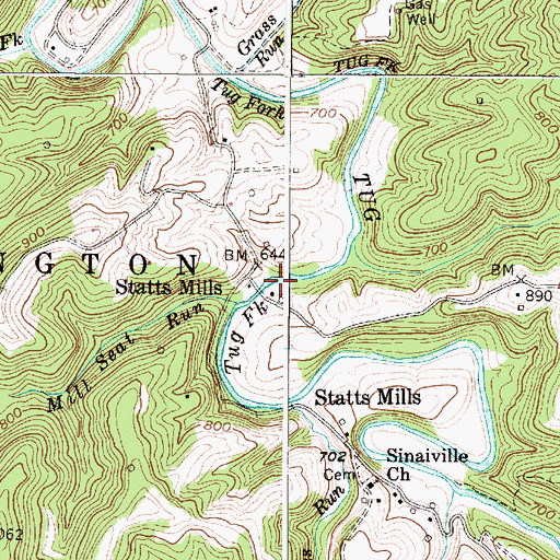 Topographic Map of F.F. Morris Memorial Bridge, WV