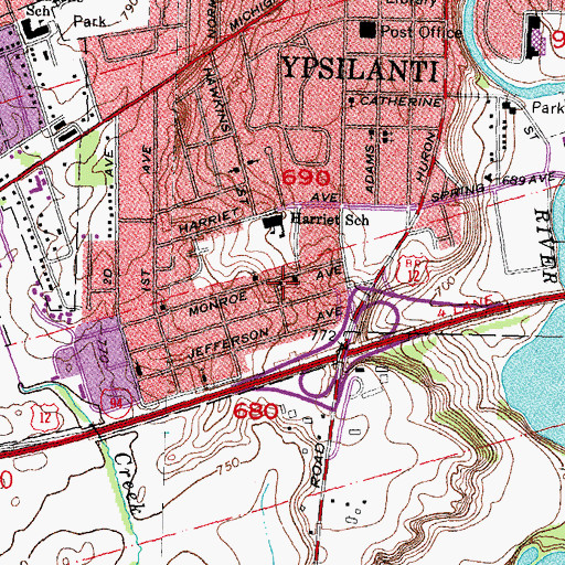 Topographic Map of Greater Love Church of God in Christ, MI