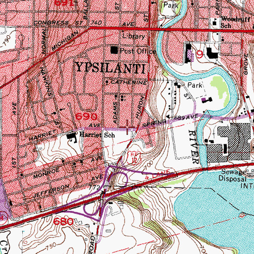 Topographic Map of Messias Temple Church, MI