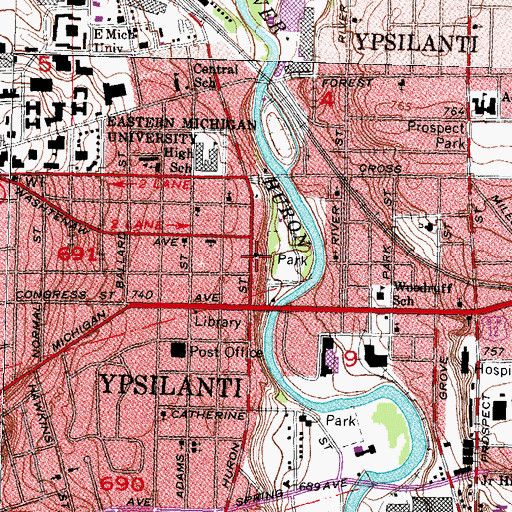 Topographic Map of Saint Lukes Episcopal Church, MI