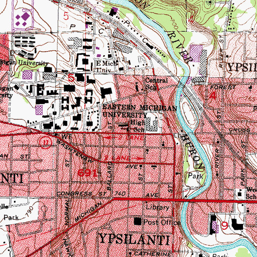 Topographic Map of Saint John the Baptist Catholic Church, MI