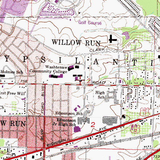 Topographic Map of Word of Deliverance Church, MI