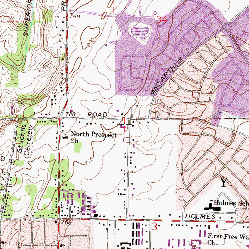 Topographic Map of Victorious Life Church of God, MI