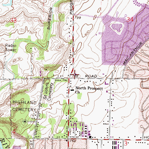 Topographic Map of New Gethsemane Church, MI