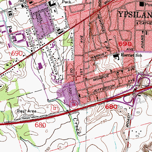 Topographic Map of Saint Marys Baptist Church, MI