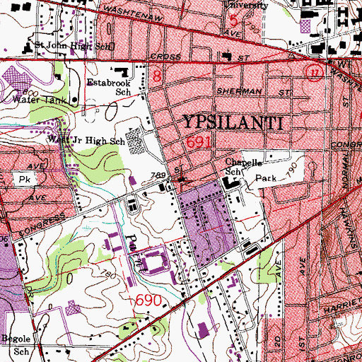 Topographic Map of Congress Street Church of God, MI