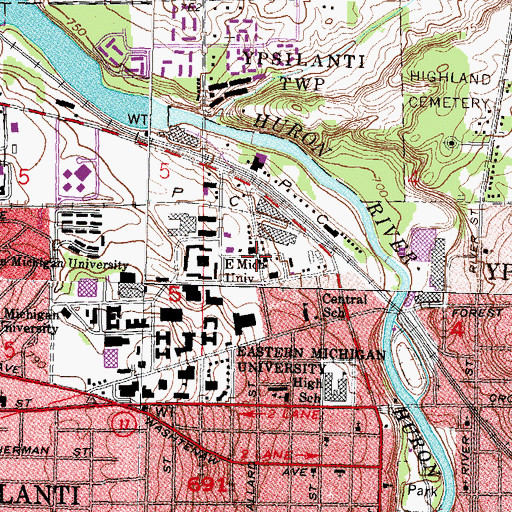 Topographic Map of King of Love University Church, MI