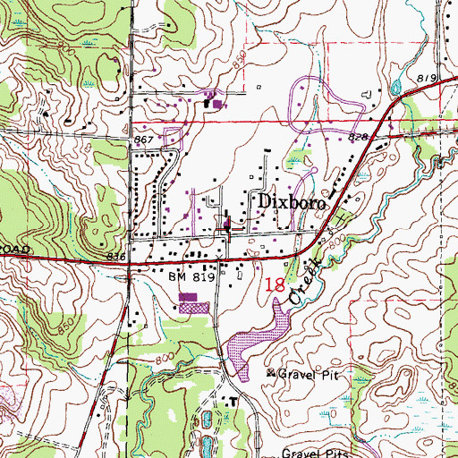 Topographic Map of Dixboro United Methodist Church, MI