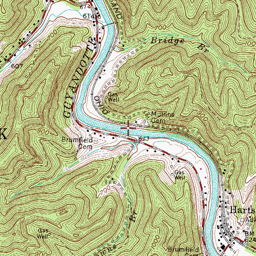 Topographic Map of Hartland Coal Haul Bridge, WV