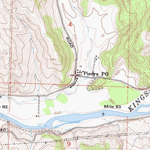 Topographic Map of Piedra Post Office, CA