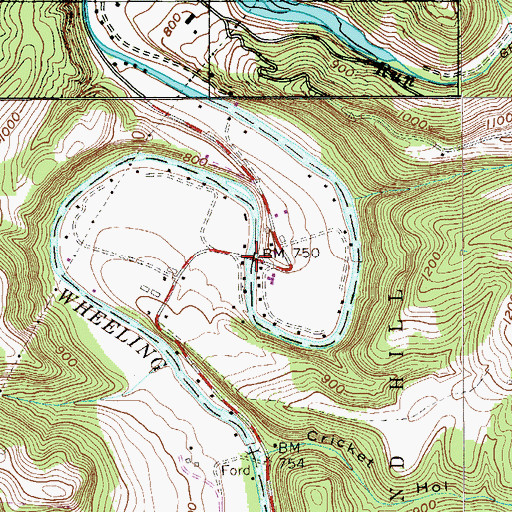 Topographic Map of Rude Bridge, WV