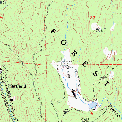 Topographic Map of Pierce Valley, CA