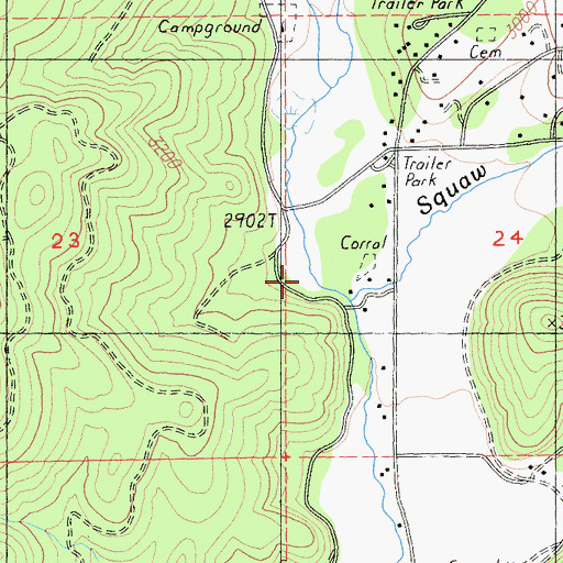 Topographic Map of Pig Creek, CA