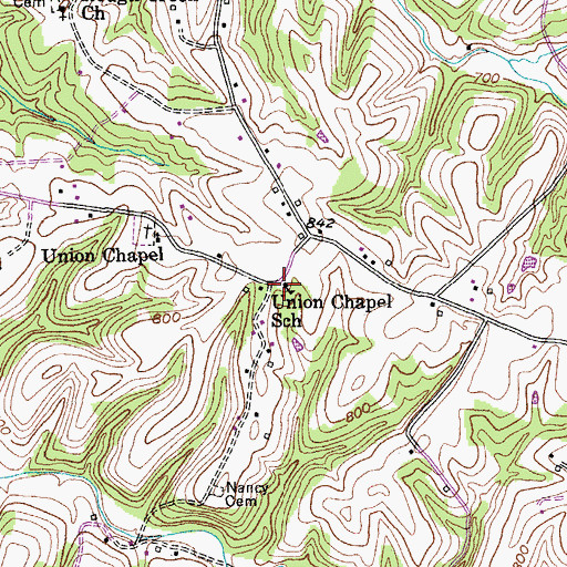 Topographic Map of Union Chapel United Methodist Church, KY