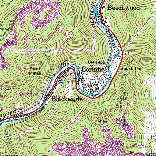 Topographic Map of Roy M Lilly Memorial Bridge, WV