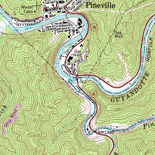 Topographic Map of Lt. James L Smith Memorial Bridge, WV