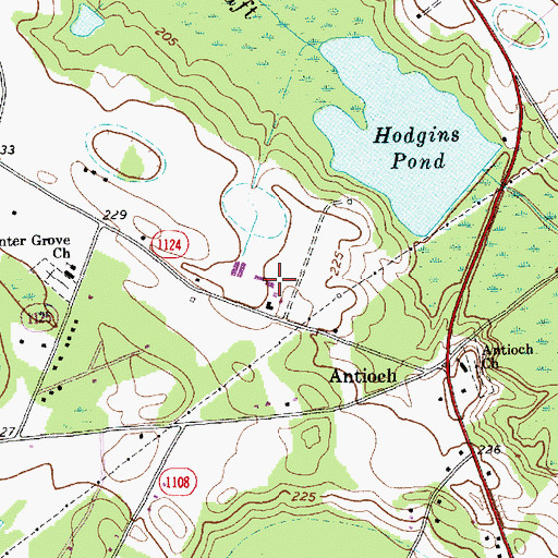 Topographic Map of Gibson Farms, NC