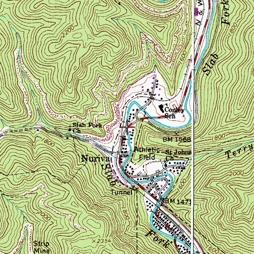 Topographic Map of Charles Stump Memorial Bridge, WV