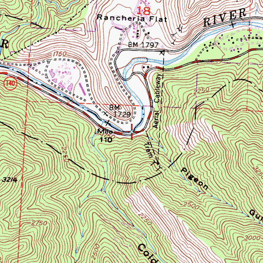 Topographic Map of Pigeon Gulch, CA