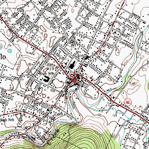Topographic Map of Wayne Freedom Baptist Association, KY
