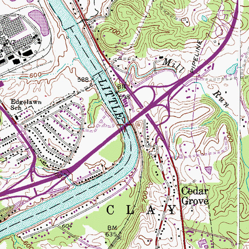 Topographic Map of I-77 L Kanawha River N, WV