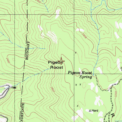 Topographic Map of Pigeon Roost, CA