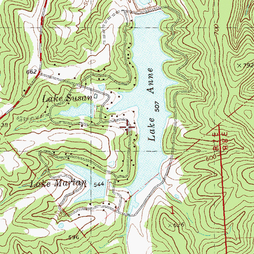 Topographic Map of Lake Forest Estates, MO