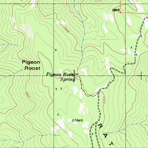 Topographic Map of Pigeon Roost Spring, CA